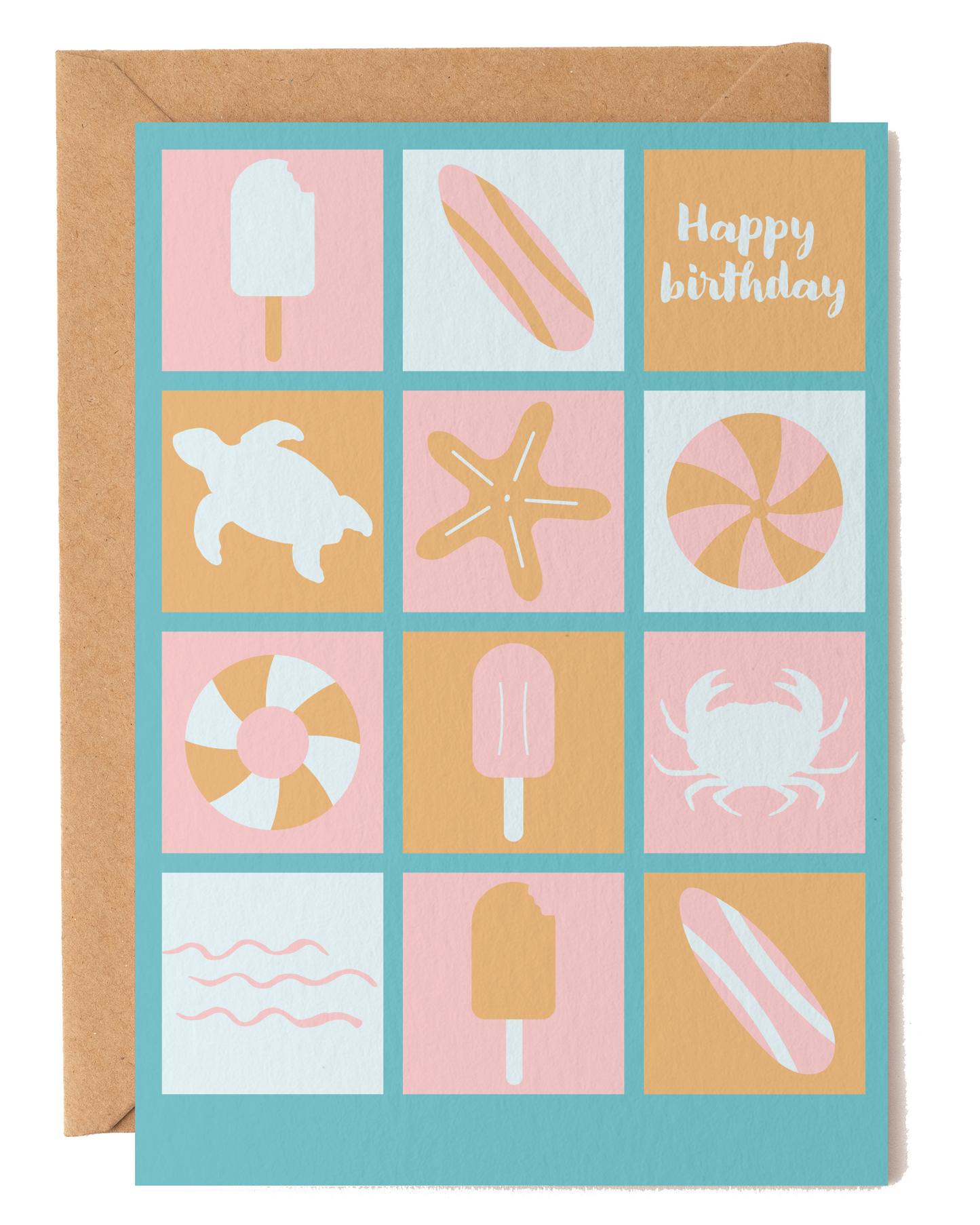 Beach Icons Birthday Card