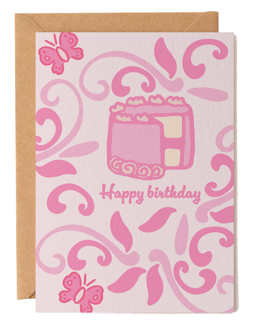 Pink Butterfly Birthday Card