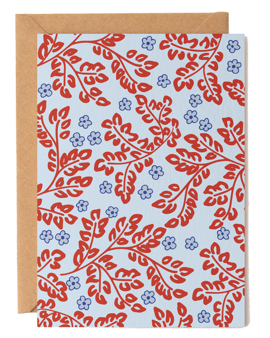Red Leaves Botanical Blank Card