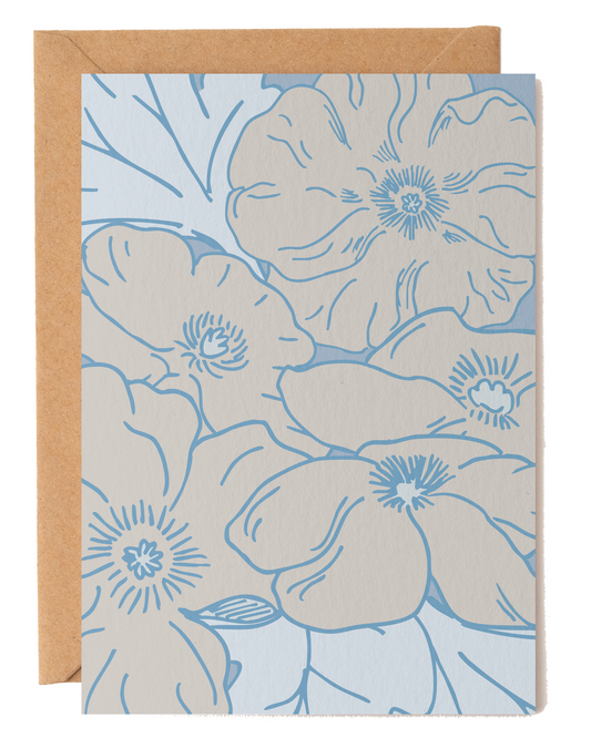 Blue Poppies Blank Card