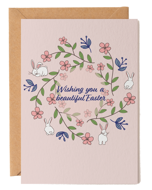 Wishing You a Beautiful Easter Floral Bunny Card