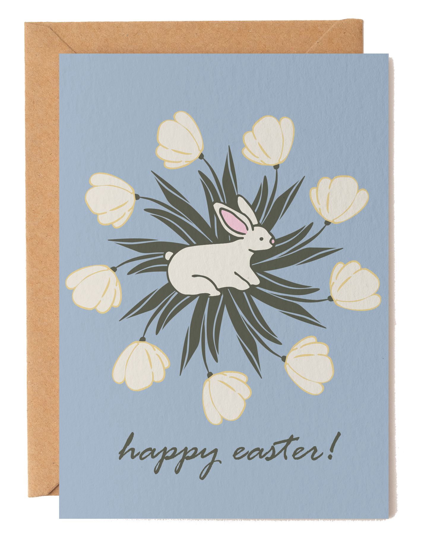Happy Easter Bunny and Tulips Card