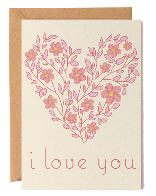 Floral Heart I Love You Card