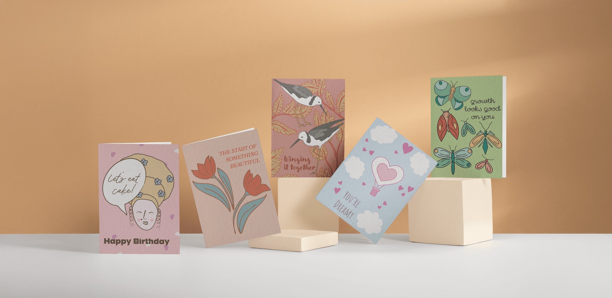 A colourful collection of Uzumaki Press greeting cards